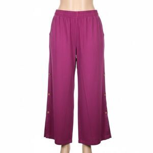 Plus Size 24 Purple Wide Leg Linen Blend Pants Coastal Resort Beach Boho Comfort